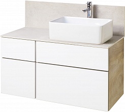 Акватон Мебель для ванной Мишель 100 с гранитной столешницей дуб эндгрейн/белый – фотография-5